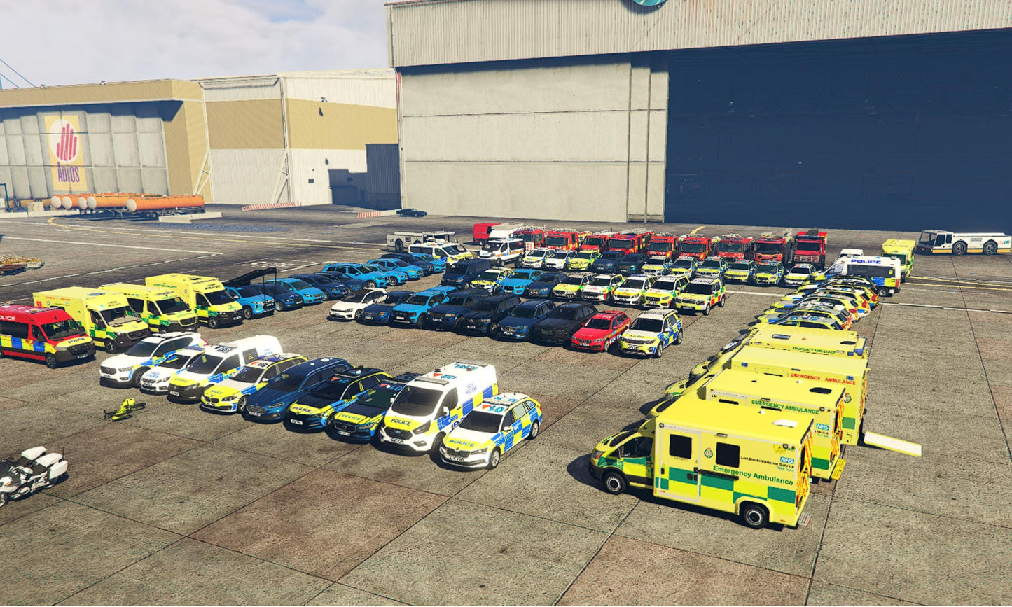 Mega British Car Pack | 400+ UK Ems Cars | UK Fire Cars | British Police Cars | UK Ambulance Cars | Uk Taxi Cars | High Quality, Fivem Ready