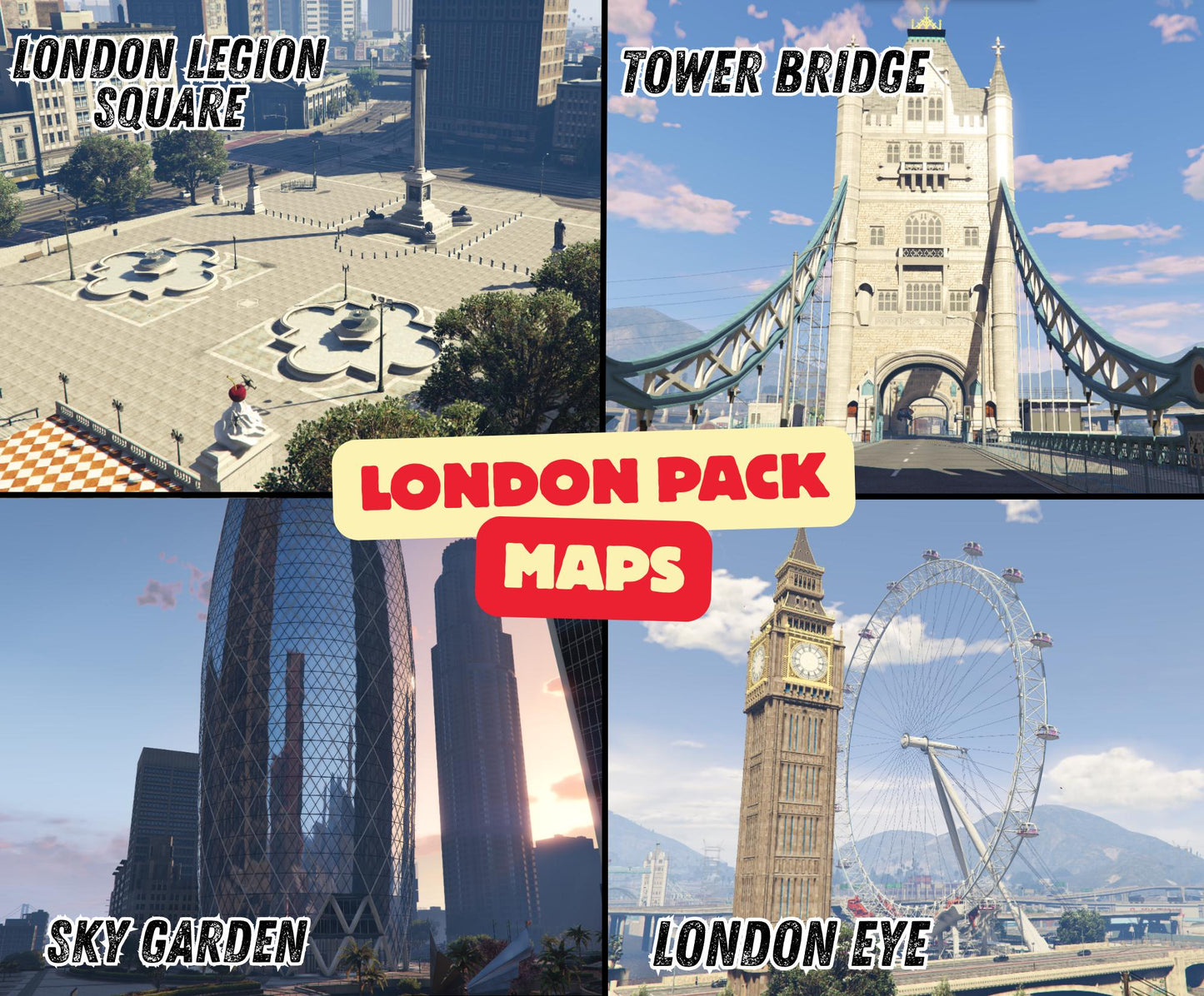 FiveM London Map Pack – Tower Bridge, London Eye, Big Ben, Sky Garden Legion Square | Optimized Drag & Drop Instal | Fivem Map | Fivem MLO