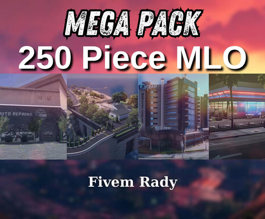 250MLO Pack  |  Mega Package Consisting of Contents Such as Fivem Mansion, Garage, Repair Shop, Villa, House, Hospital and Police Department