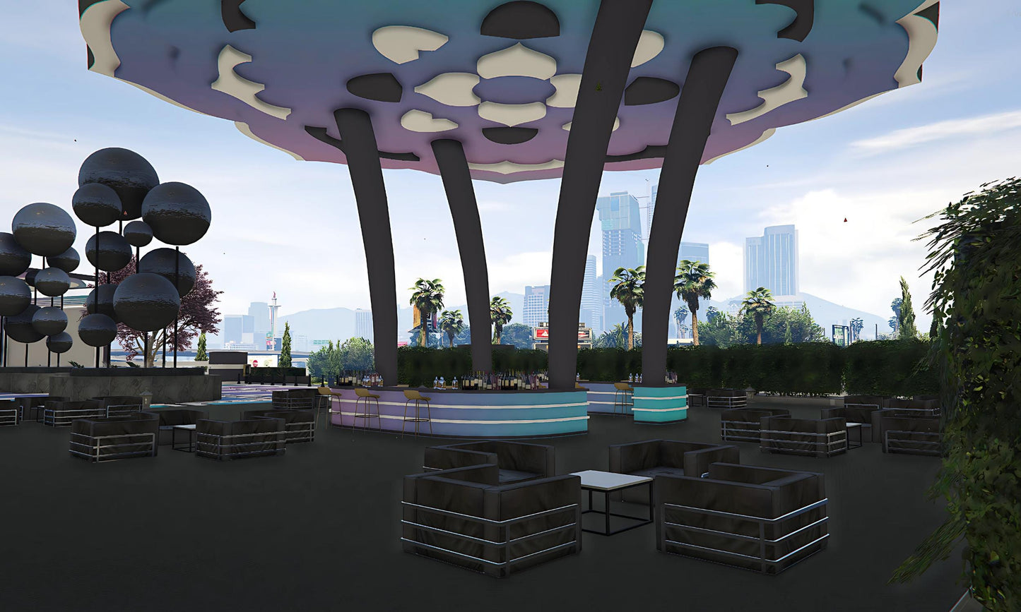 FiveM New Bank Area  |  FiveM Mega RP Hub | Outdoor Cinema, Starbucks Café, Fendi Store, Little Caesars Restaurant,  | Optimized MLO |