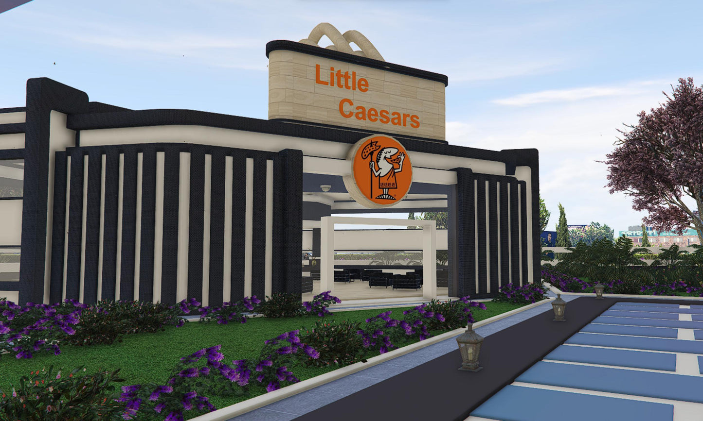 FiveM New Bank Area  |  FiveM Mega RP Hub | Outdoor Cinema, Starbucks Café, Fendi Store, Little Caesars Restaurant,  | Optimized MLO |