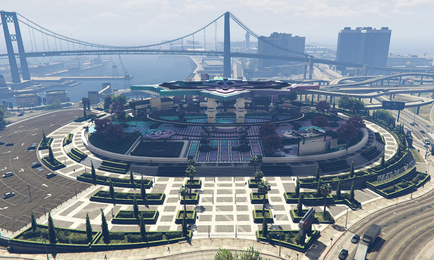 FiveM New Bank Area  |  FiveM Mega RP Hub | Outdoor Cinema, Starbucks Café, Fendi Store, Little Caesars Restaurant,  | Optimized MLO |