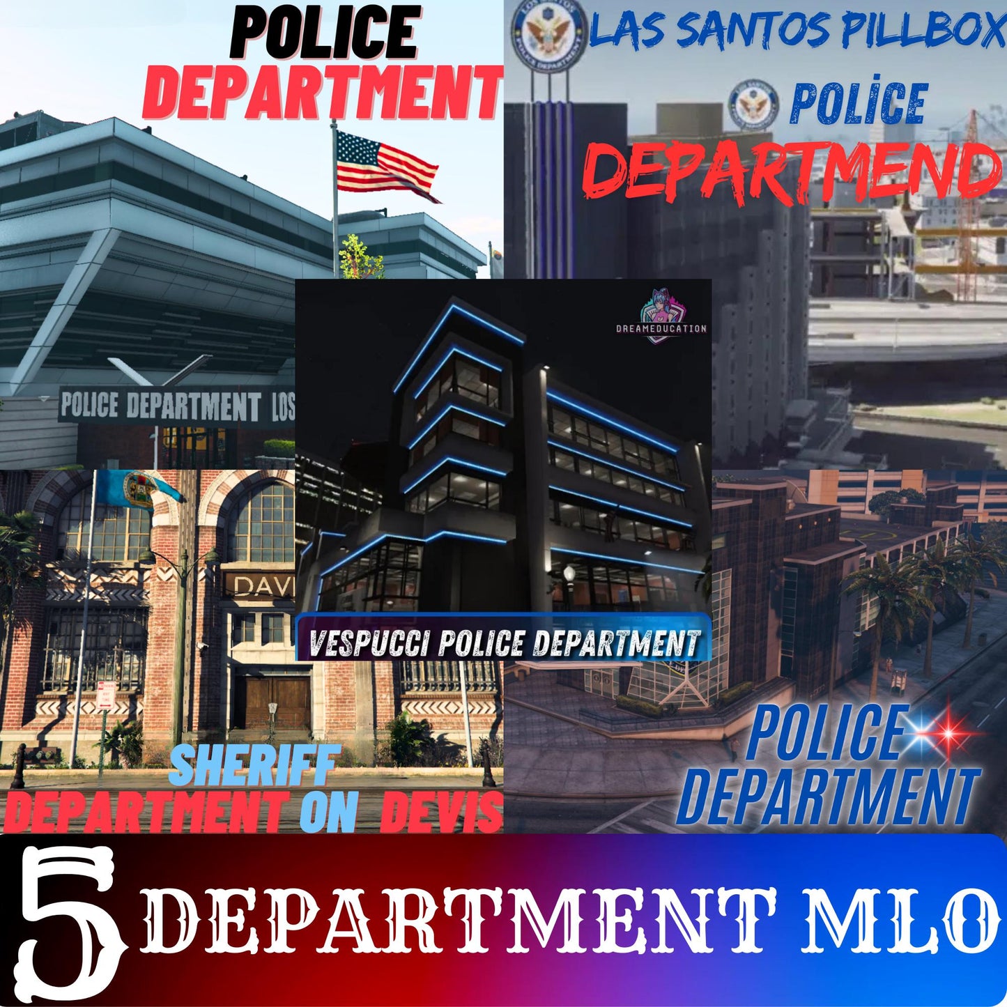 FiveM MLO | Department MLO Pack | Devis Sheriff Department | Pillbox Hill Department | Vespucci  Department | Los Santos  Department | FiveM