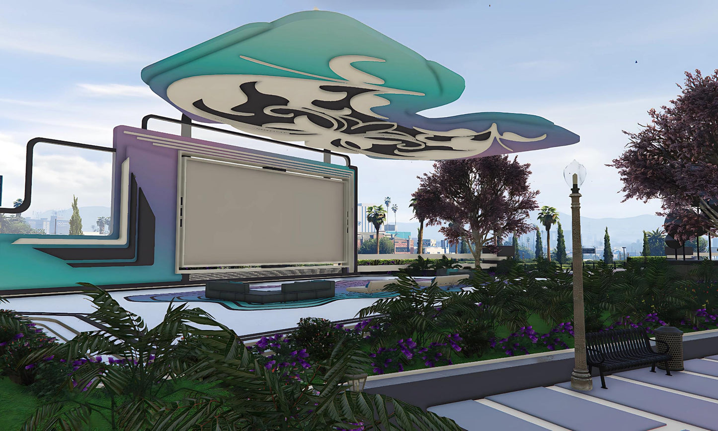 FiveM New Bank Area  |  FiveM Mega RP Hub | Outdoor Cinema, Starbucks Café, Fendi Store, Little Caesars Restaurant,  | Optimized MLO |
